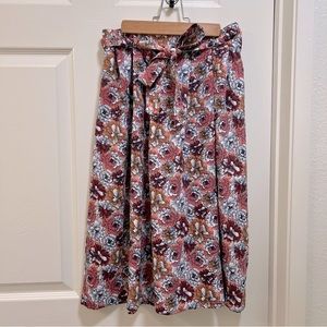 Banana Republic Floral Midi Skirt w/ belt